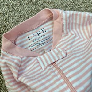 LAKE Pink Striped Baby Footies